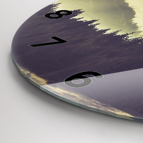 Orologio rotondo in vetro Pendii montuosi nebbiosi