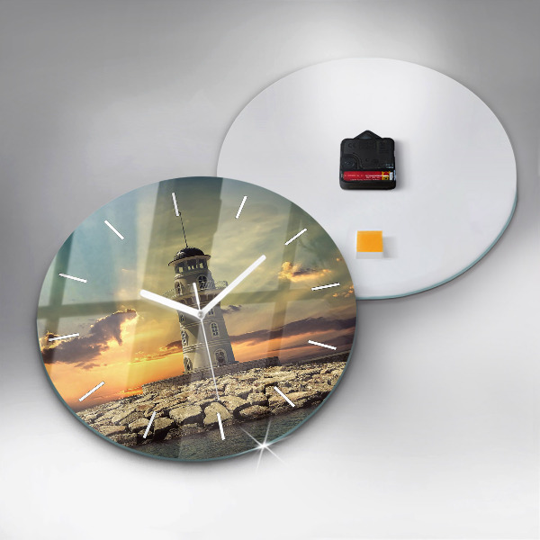 Orologio rotondo in vetro Faro sull'acqua