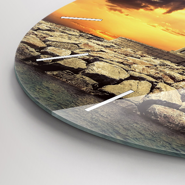 Orologio rotondo in vetro Faro sull'acqua