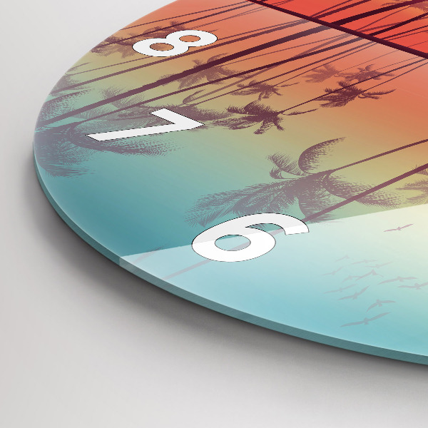Orologio rotondo in vetro Palme tropicali