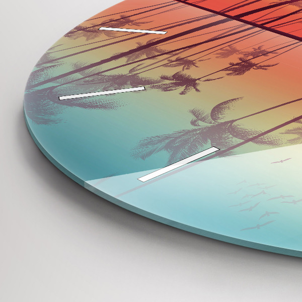 Orologio rotondo in vetro Palme tropicali