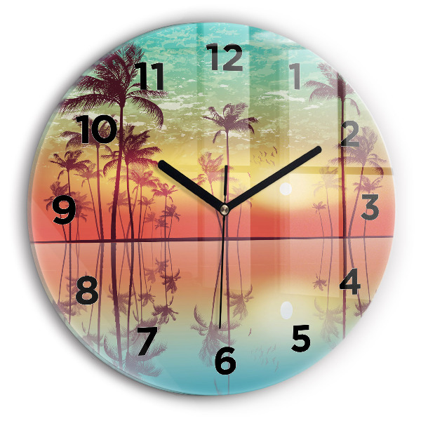 Orologio rotondo in vetro Palme tropicali
