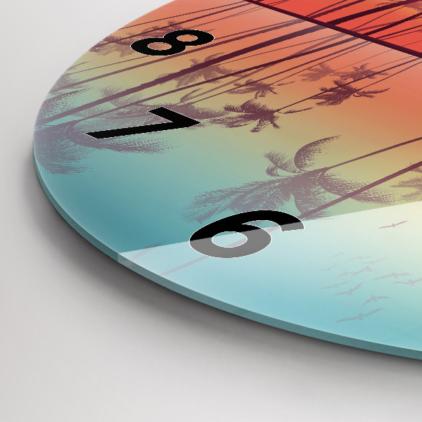 Orologio rotondo in vetro Palme tropicali