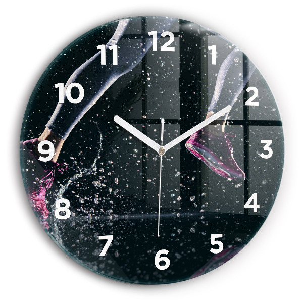 Orologio rotondo in vetro Stile di vita sano - corsa
