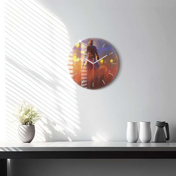 Orologio rotondo in vetro Cavaliere con spada
