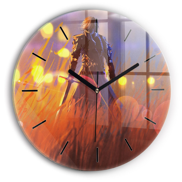 Orologio rotondo in vetro Cavaliere con spada