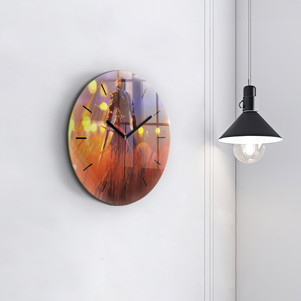 Orologio rotondo in vetro Cavaliere con spada