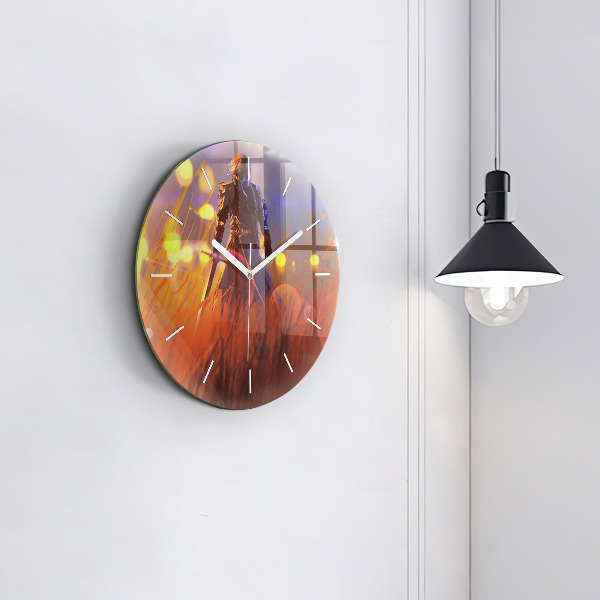 Orologio rotondo in vetro Cavaliere con spada
