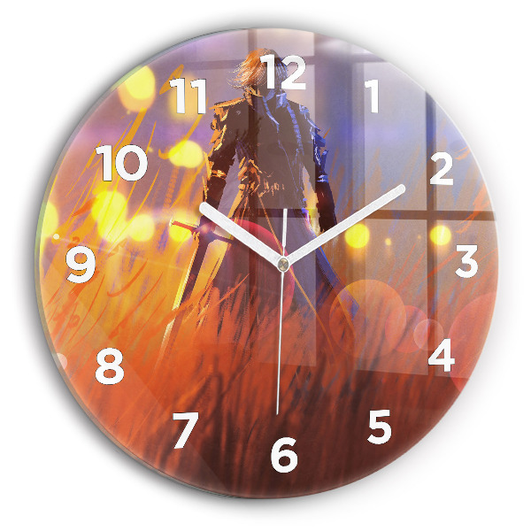 Orologio rotondo in vetro Cavaliere con spada