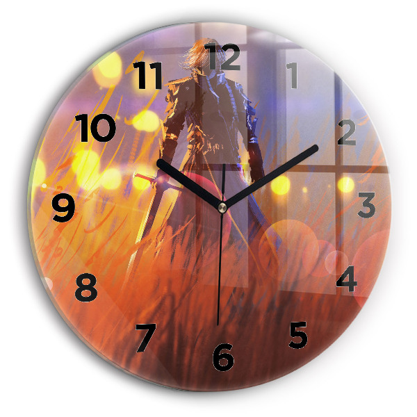 Orologio rotondo in vetro Cavaliere con spada