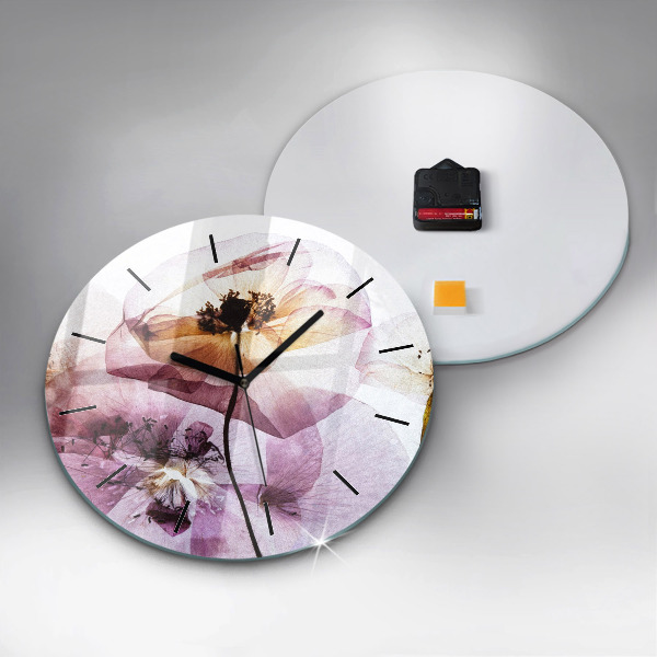 Orologio rotondo in vetro Fiori di papavero secchi