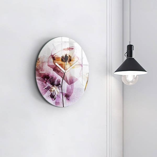 Orologio rotondo in vetro Fiori di papavero secchi
