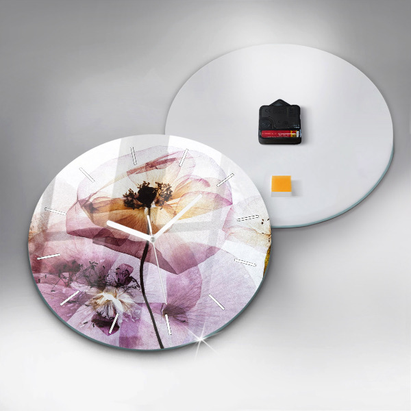 Orologio rotondo in vetro Fiori di papavero secchi