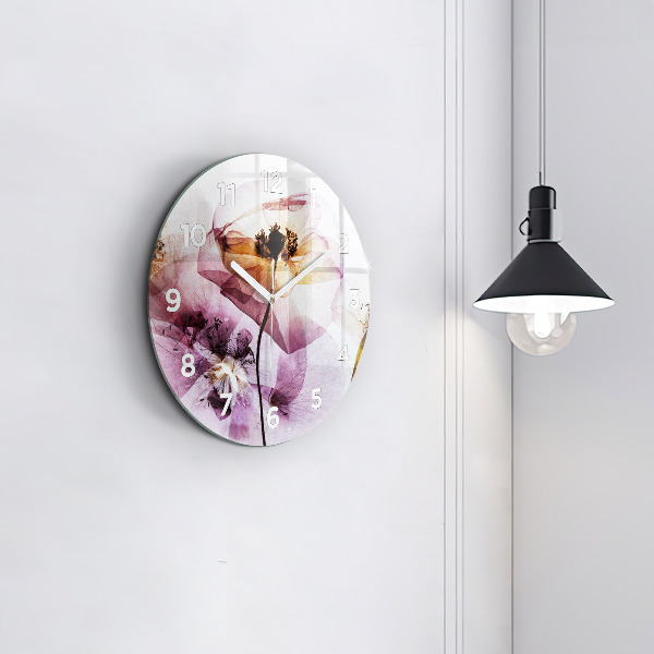 Orologio rotondo in vetro Fiori di papavero secchi