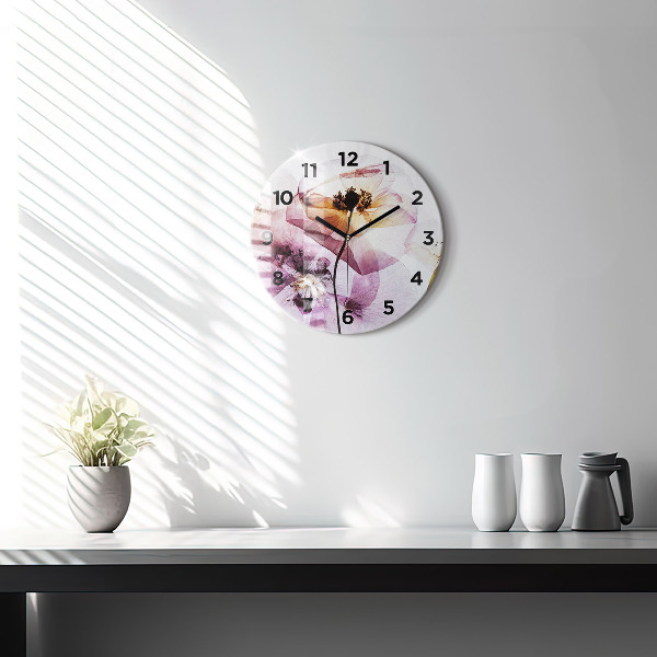 Orologio rotondo in vetro Fiori di papavero secchi