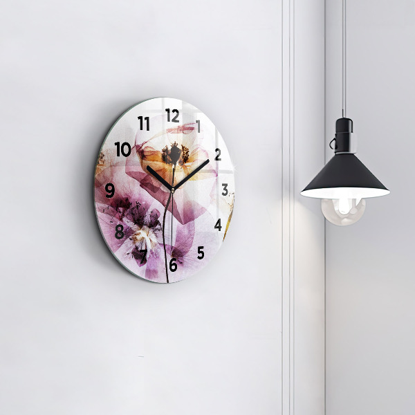 Orologio rotondo in vetro Fiori di papavero secchi