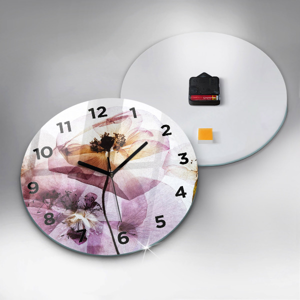 Orologio rotondo in vetro Fiori di papavero secchi