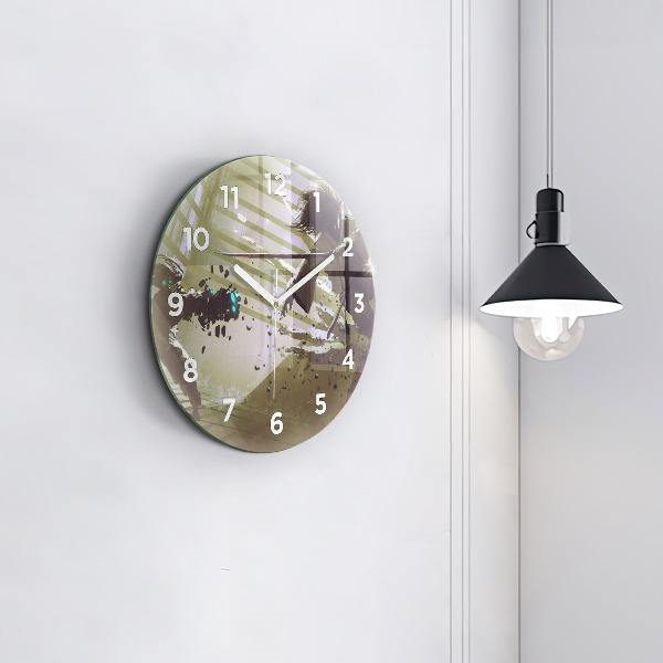 Orologio rotondo in vetro Combattimento tra robot e samurai