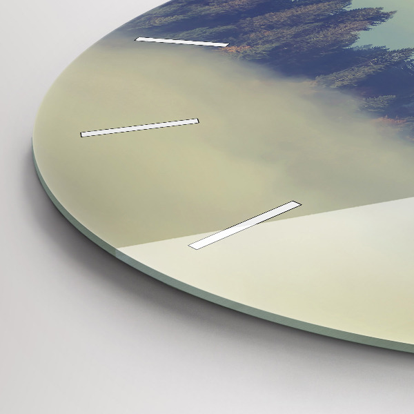 Orologio rotondo in vetro Aquila della foresta nebbiosa