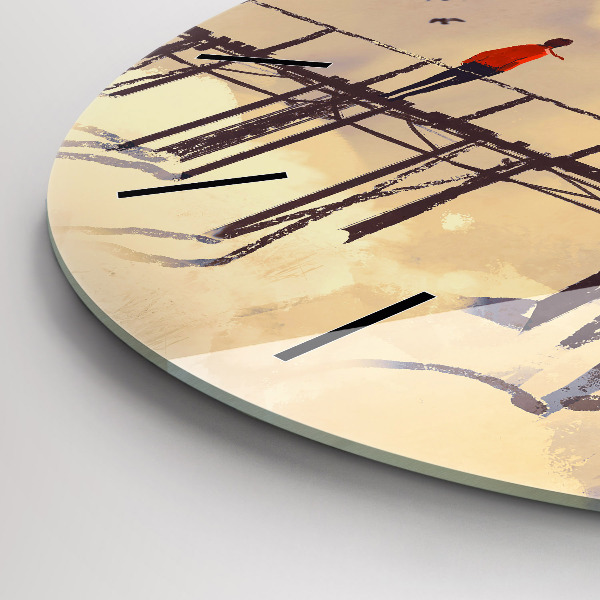 Orologio rotondo in vetro Uomo sul vecchio ponte