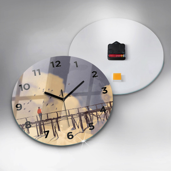 Orologio rotondo in vetro Uomo sul vecchio ponte