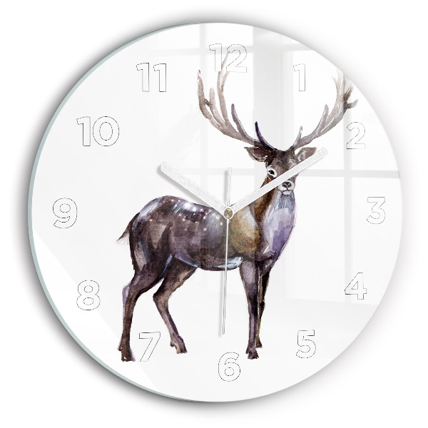 Orologio rotondo in vetro Il cervo, il re della natura selvaggia