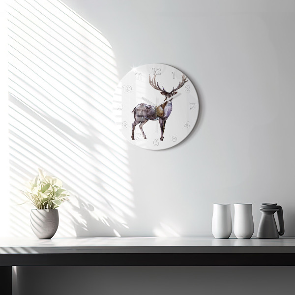 Orologio rotondo in vetro Il cervo, il re della natura selvaggia