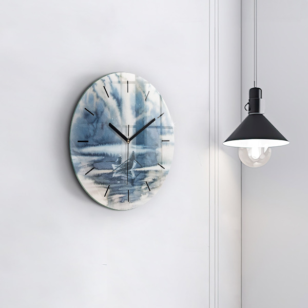 Orologio rotondo in vetro Pescatore sul lago