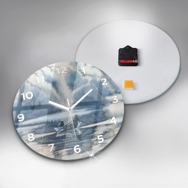 Orologio rotondo in vetro Pescatore sul lago