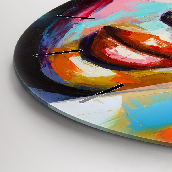 Orologio rotondo in vetro Volto di donna colorato