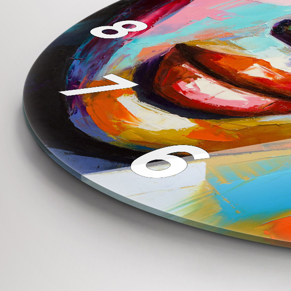 Orologio rotondo in vetro Volto di donna colorato