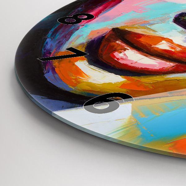 Orologio rotondo in vetro Volto di donna colorato