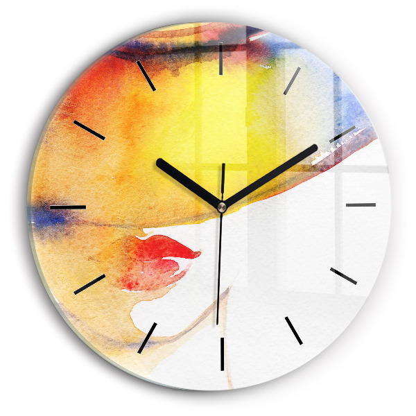 Orologio rotondo in vetro Donna con cappello