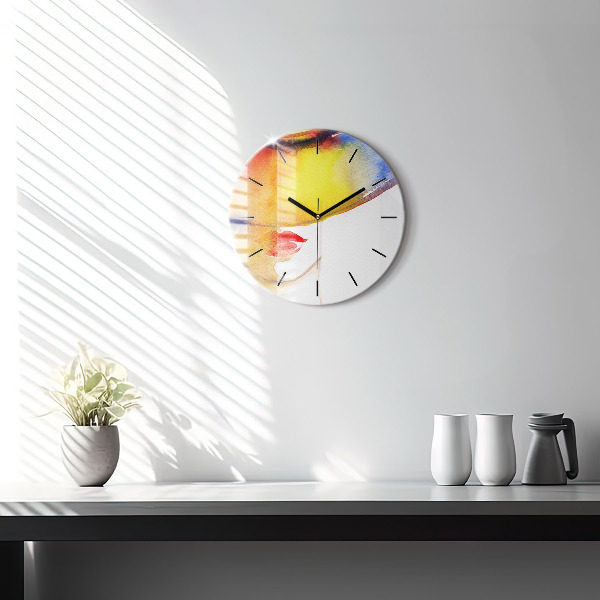 Orologio rotondo in vetro Donna con cappello