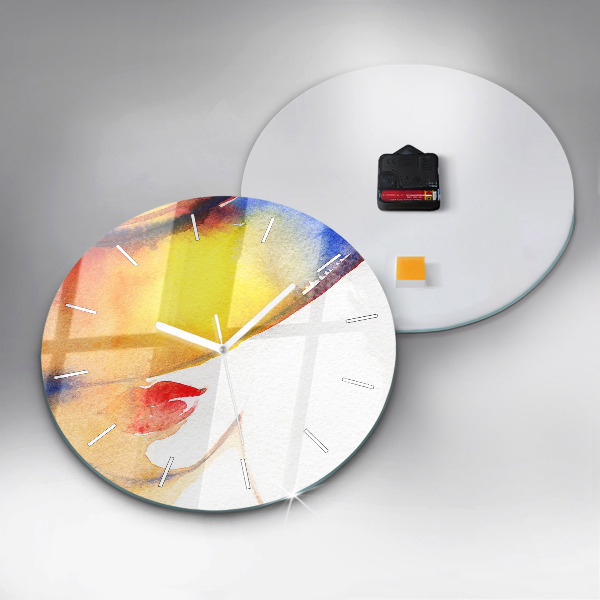 Orologio rotondo in vetro Donna con cappello