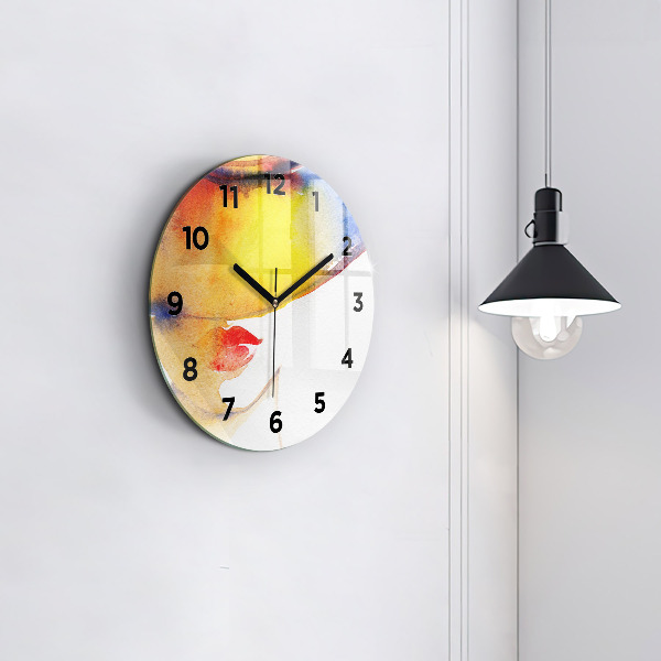 Orologio rotondo in vetro Donna con cappello