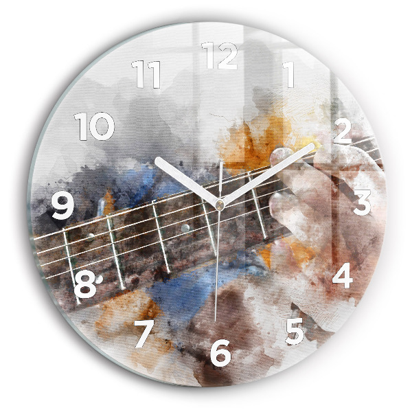 Orologio rotondo in vetro Grafica per chitarra