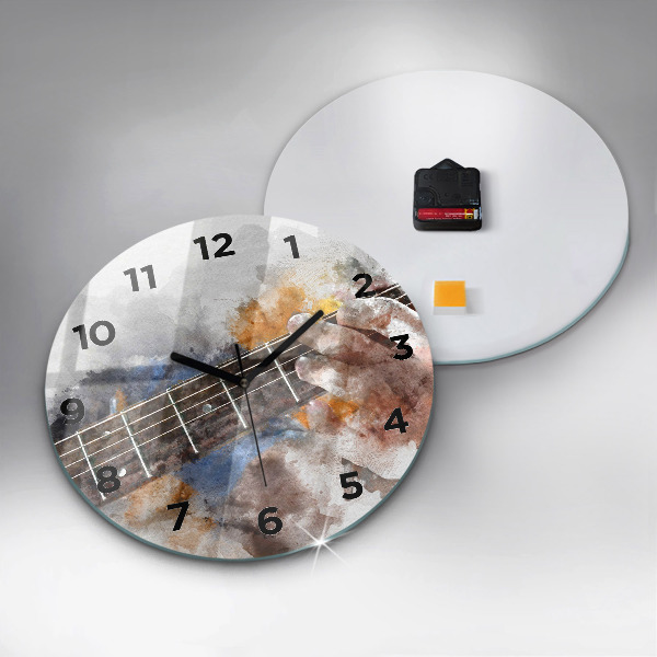 Orologio rotondo in vetro Grafica per chitarra