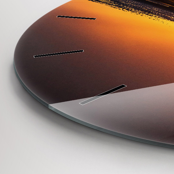 Orologio rotondo in vetro Corridore e tramonto