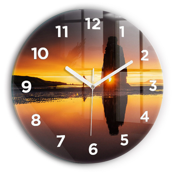 Orologio rotondo in vetro Corridore e tramonto