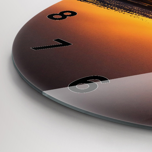 Orologio rotondo in vetro Corridore e tramonto