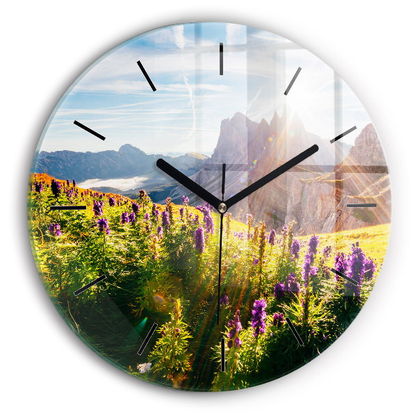 Orologio rotondo in vetro Prato di lavanda