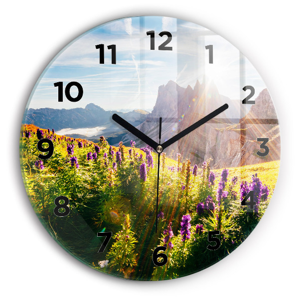 Orologio rotondo in vetro Prato di lavanda