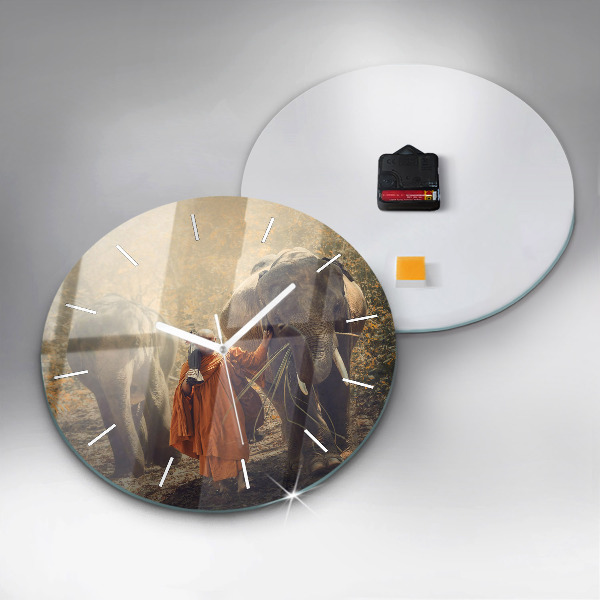 Orologio rotondo in vetro Monaco che guida gli elefanti