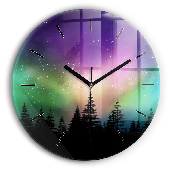Orologio rotondo in vetro aurora boreale