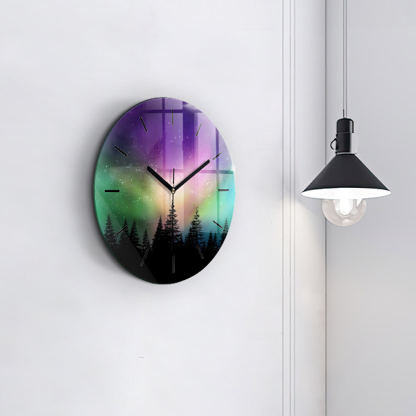Orologio rotondo in vetro aurora boreale