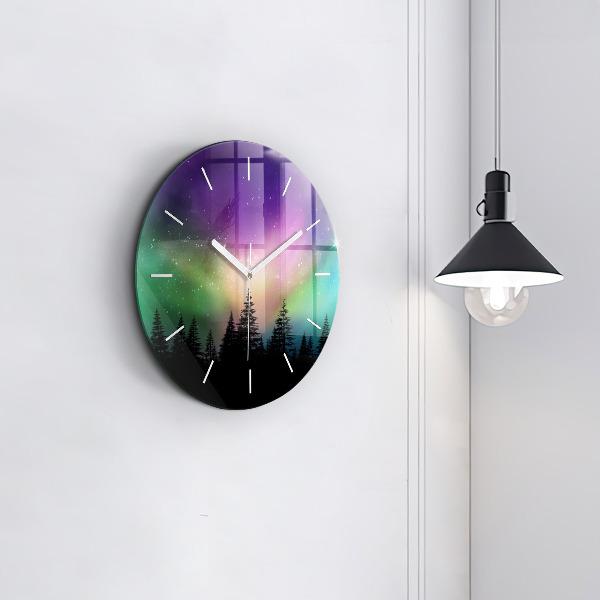 Orologio rotondo in vetro aurora boreale