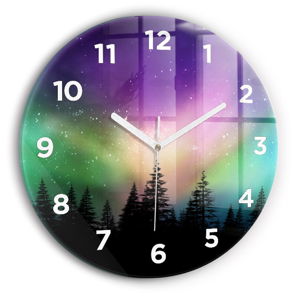 Orologio rotondo in vetro aurora boreale