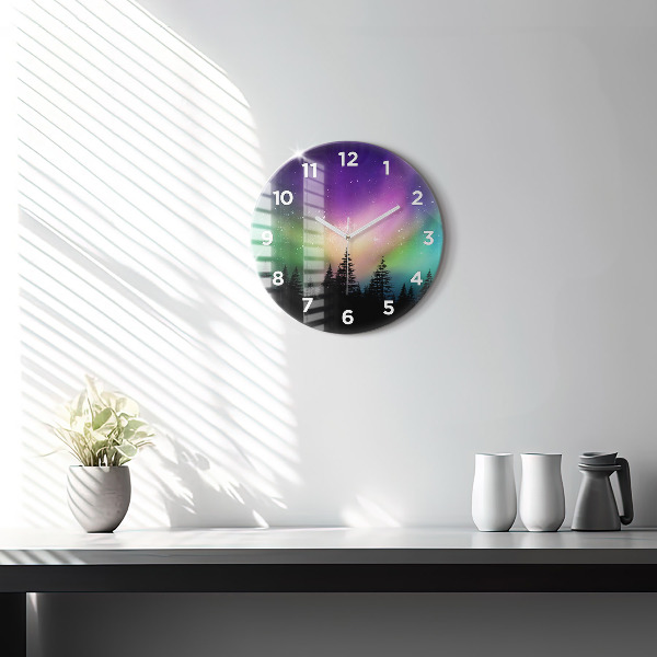 Orologio rotondo in vetro aurora boreale