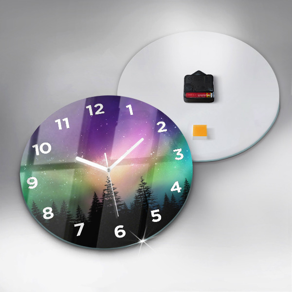 Orologio rotondo in vetro aurora boreale